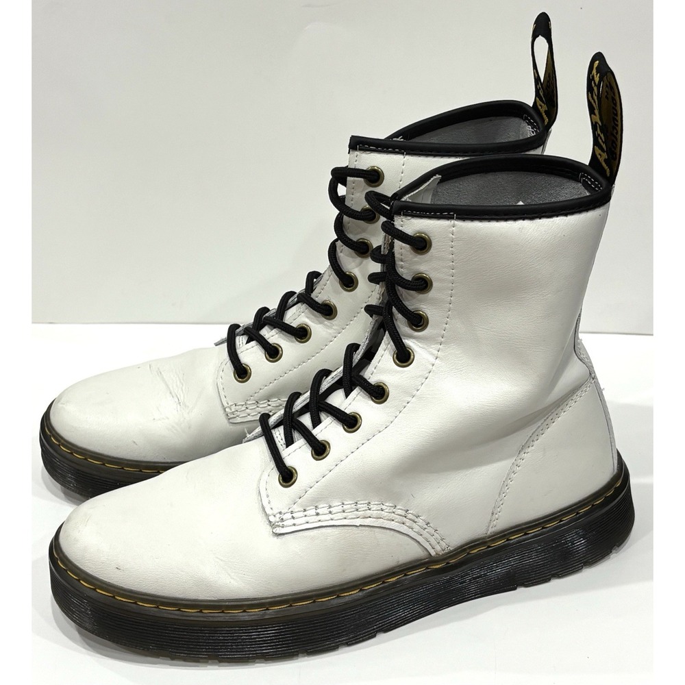 Dr. Martens Zavala Men's 8 Women's 9 White Leather 8-Eye Lace-Up Boots